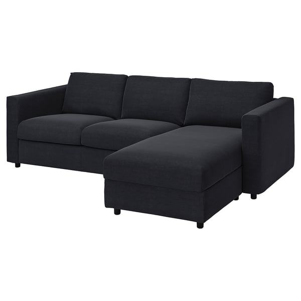 VIMLE l-formet sofa i mørkegrå med opbevaring chaiselong, moderne og hyggelig.