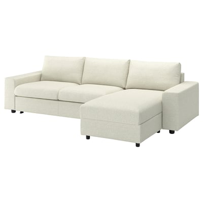 VIMLE 3-pers. sovesofa med chaiselong, med brede armlæn/Gunnared beige