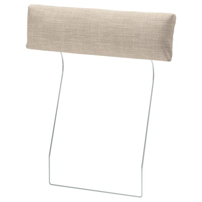 En beige VIMLE nakkestøtte med en rektangulær form og en metalramme, designet til komfort og nem rengøring.