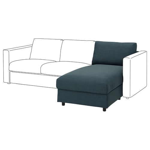 VIMLE sektionssofa, blågrøn og hvid, l-formet, moderne design, med opbevaring.