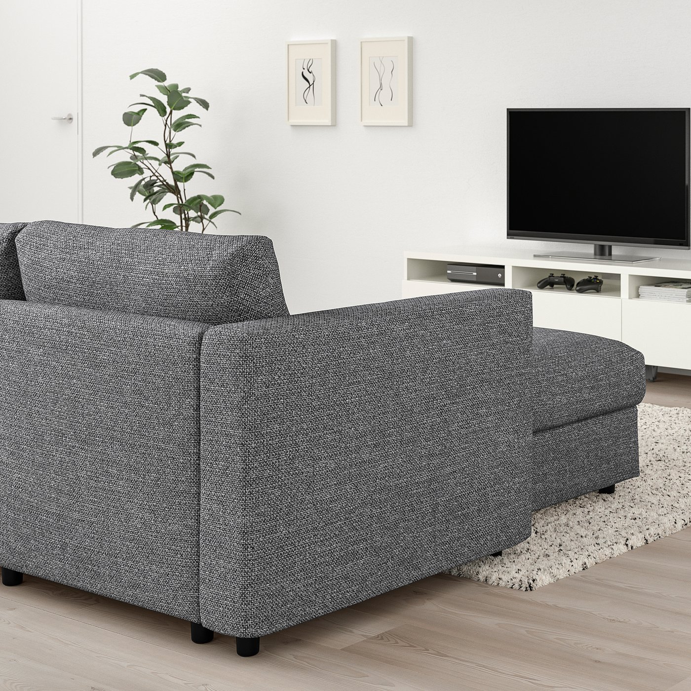Møbelmontering VIMLE Hjørnesovesofa, 5 pers., med chaiselong/Lejde grå/sort