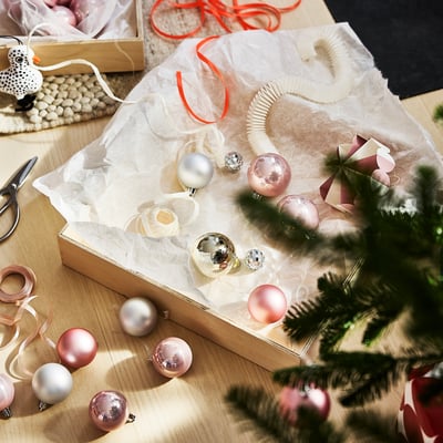 VINTERFINT Juletræspynt, 20 stk., pink/sølvfarvet