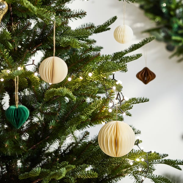 VINTERFINT Juletræspynt, 6 stk., hvid/papir