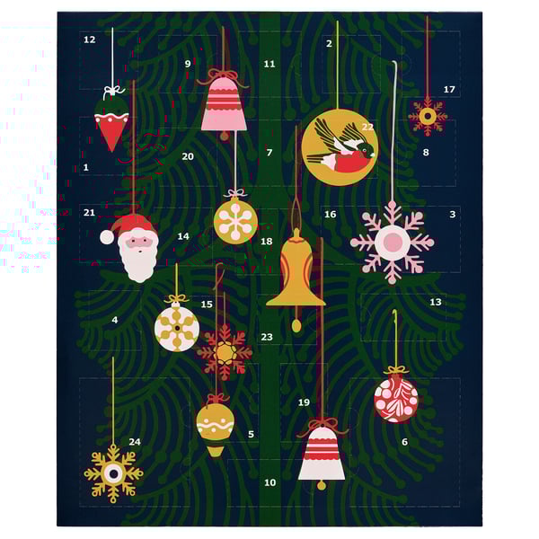 VINTERSAGA adventskalender, en festlig madvare med chokolade og overraskelser bag hver låge.