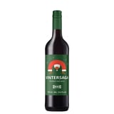IKEA grøn vinflaske med julemandsetiket, hvid tekst VINTERSAGA, 750ml.
