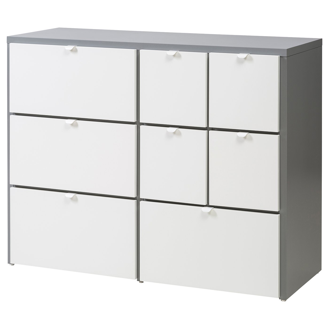 Møbelmontering VISTHUS Kommode 8 skuffer, grå/hvid, 122×96 cm