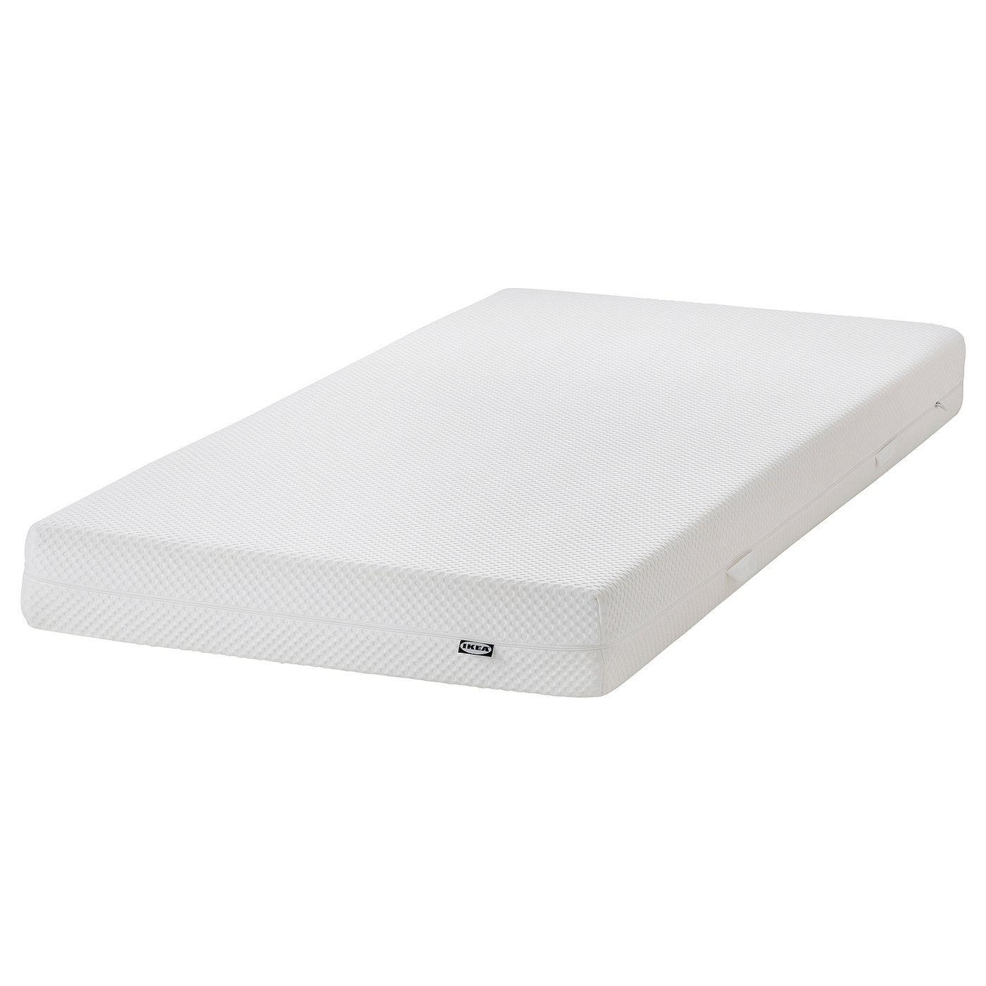 ÅBYGDA white foam mattress, rectangular, with memory foam layer, zippered cover, 16 cm height.