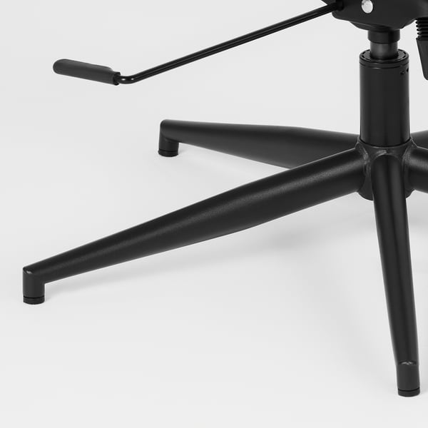 Black office chair base with adjustable gas lever, sturdy design.
