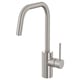 ÄLMARENs stainless steel tap, sleek with a tall, curved spout.