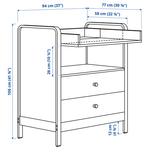 Illustration with measurements for the product: ÄLSKVÄRD.