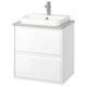 The ÄNGSJÖN vanity in white with sleek handles, a rectangular basin, and modern, minimalist design.