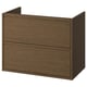 ÄNGSJÖN wooden bathroom cabinet, brown, rectangular, minimalist design with integrated handles.