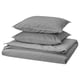 ÄNGSLILJA grey bedding set: duvet & pillowcases, soft washed cotton, rectangular shapes, simple design.