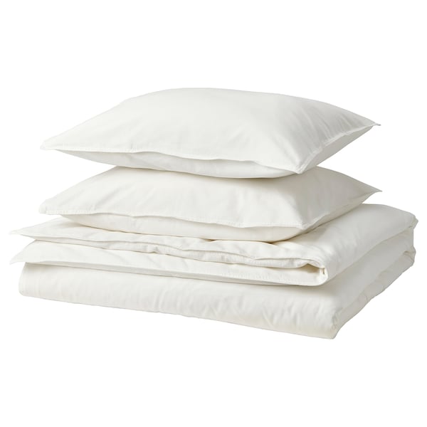 ÄNGSLILJA white bedding set, featuring duvet and pillowcases, made from soft washed cotton.
