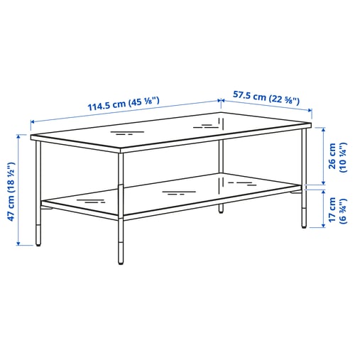 Illustration with measurements for the product: ÄSPERÖD.