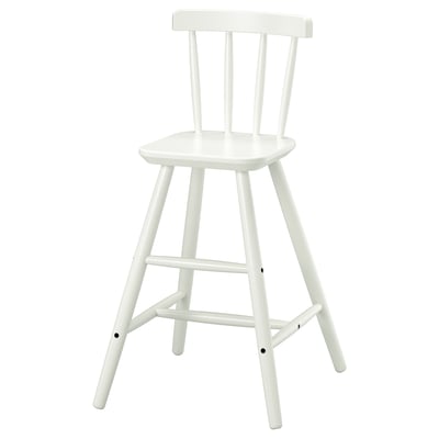 AGAM, white junior chair, wood, simple design, four legs, back support.