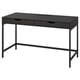 Dark grey ALEX desk with 2 drawers, metal frame, cable management, minimalist style.