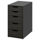 An ALEX drawer unit in dark grey. It has five drawers with a sleek, modern design standing upright.