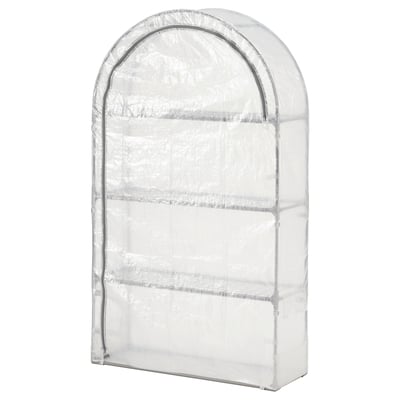 ASPAREN mini greenhouse, arched design, 3 shelves, zip access, transparent polyethylene.