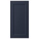 A dark blue, rectangular AXSTAD cabinet door with a smooth, inset panel design, made from fibreboard and plastic foil.
