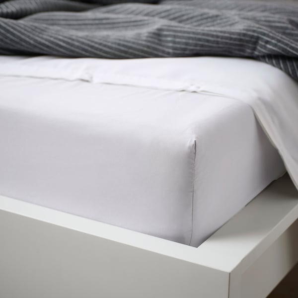 BÄRGLIM Fitted sheet, white, 90x200 cm
