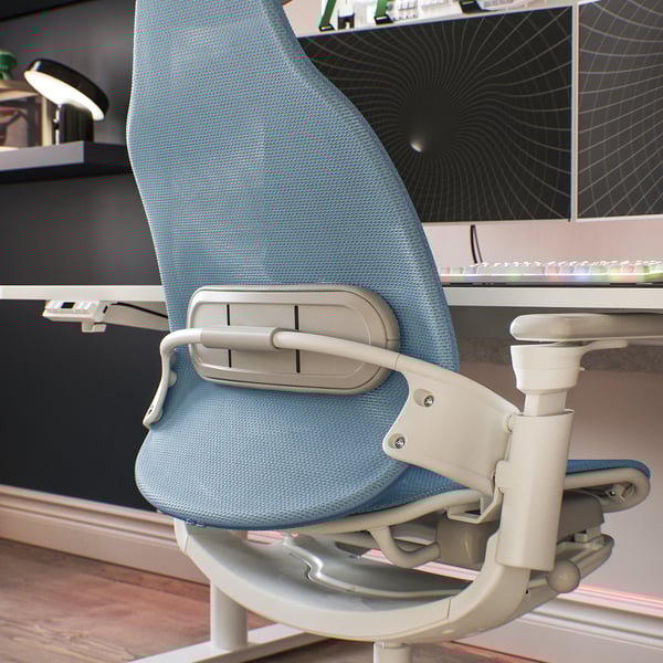 BÄSTBOLL Gaming chair, blue/Mjuk light grey