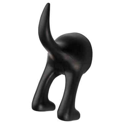 A black BÄSTIS rubber hook, shaped like a playful dogs rear, ideal for hanging and organising items in a fun and decorative way.