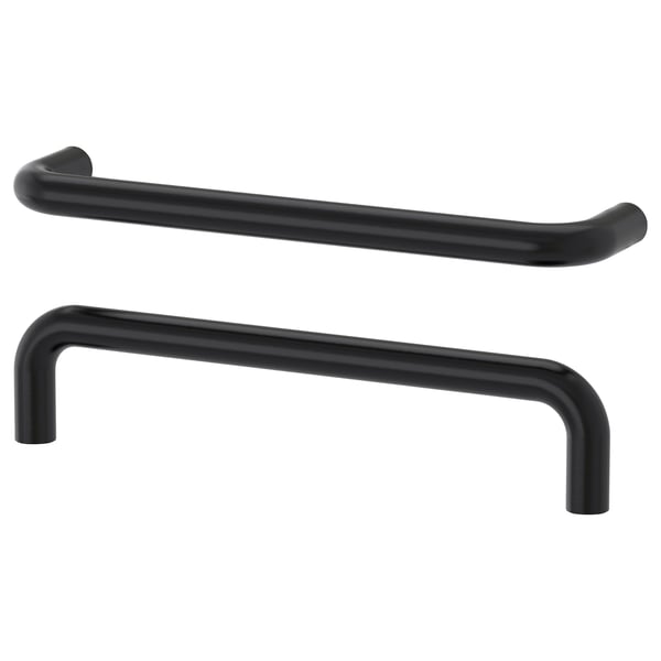 Image two BAGGANÄS black metal handles, sleek and modern, designed for drawers or cabinets.