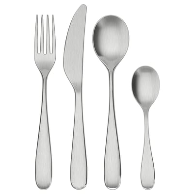 Stainless steel silverware set: fork, knife, two spoons