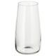 Clear glass vase, cylindrical shape, simple design.