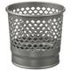 Elegant grey metal storage bin with perforated design for breathability and style