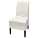 BERGMUND chair - white, curved back, soft cushions, black wooden legs.