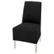 Black BERGMUND chair, sleek and modern, velvet cover, square seat, metal legs.