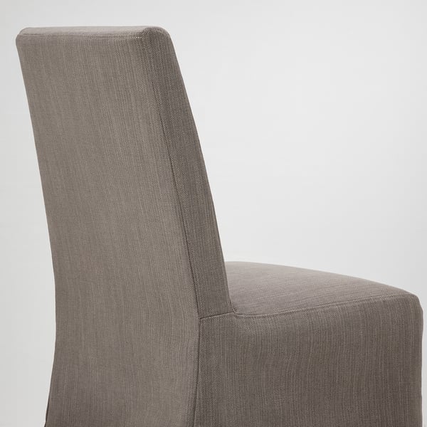 Modern chair with grey upholstery, showing sturdy design and quality fabric.