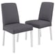 Two gray BERGMUND chairs, upholstered with fabric, white wooden legs, rectangular shape.