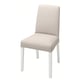 A beige BERGMUND chair with a curved back and white legs, designed for comfort and style.