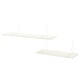 Displays two white BERGSHULT wall shelves with minimalist design, supported by steel brackets.