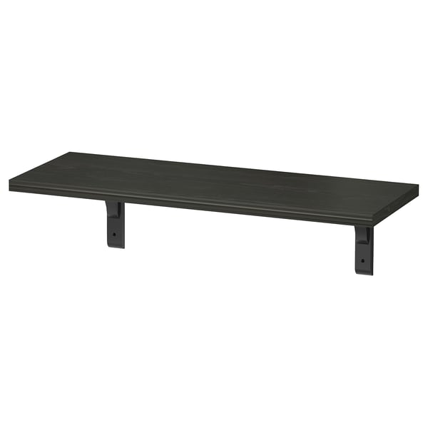 Black BERGSHULT shelf, rectangular, hanging brackets, modern design.