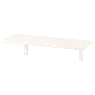 BERGSHULT: white wall shelf, rectangular shape, single smooth edge, two supports.