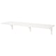 White BERGSHULT wall shelf, smooth edge, wooden brackets.