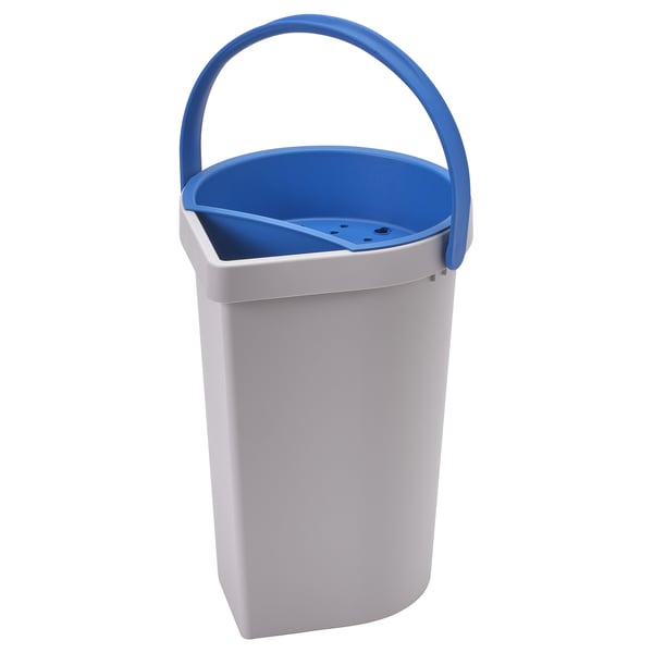 Blue & grey BERGVATTNET shower bucket with blue handle & removable shelf