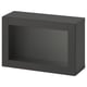 Black BESTÅ storage unit, rectangular, with glass door and sleek design.