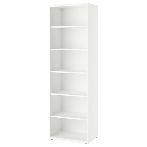 White BESTÅ bookshelf, tall upright shape with five empty shelves.