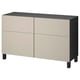 Ikea BESTÅ sideboard, beige & black, rectangular with 2 drawers & 2 shelves.