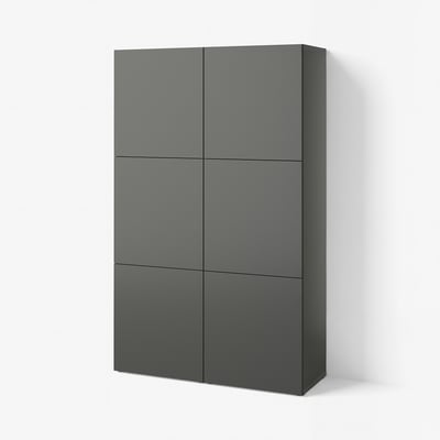 BESTÅ Storage combination with doors, dark grey/Lappviken dark grey, 120x42x193 cm