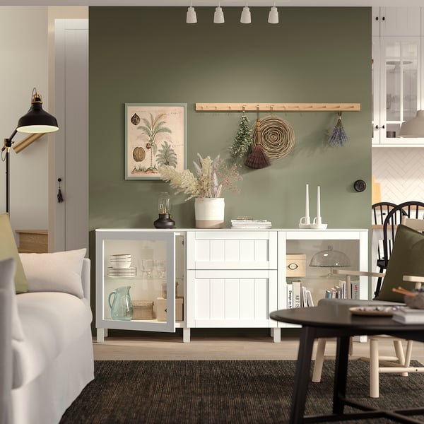 BESTÅ Storage combination with drawers, Sindvik white/Pipmakare white, 180x42x75 cm