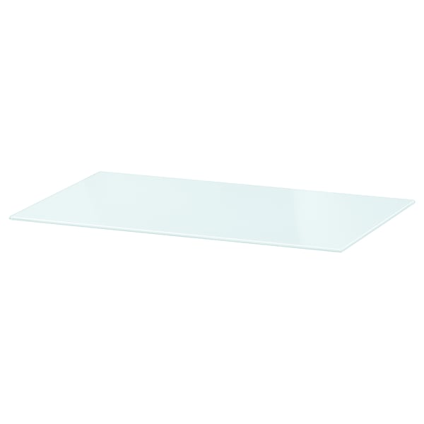 Ikea BESTÅ white glass top panel, rectangular, sleek design.