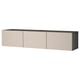 Modern BESTÅ tv bench, beige, rectangular, wall-mounted, with three closed cabinets.