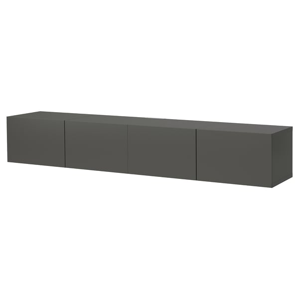 BESTÅ TV bench with doors, dark grey/Lappviken dark grey, 240x42x38 cm