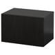 A black, rectangular ikea BESTÅ storage unit made of recycled materials.